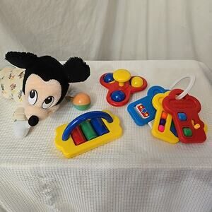 Vintage "Tummy Time" Toys Fisher Price, BATTAT, Disney Rattles, Rollers Activity